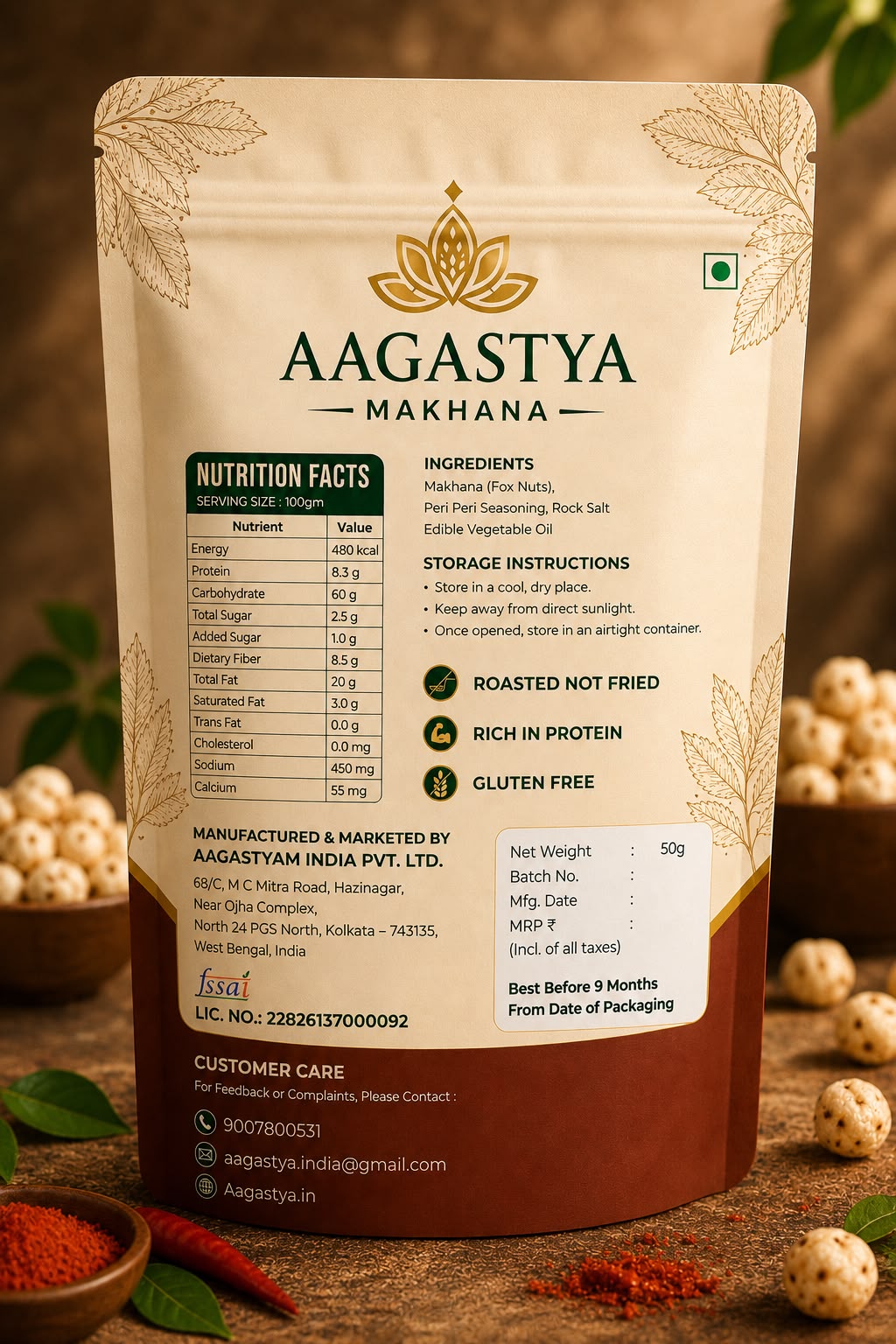 AAGASTYA PREMIUM ROASTED PERI PERI MAKHANA.